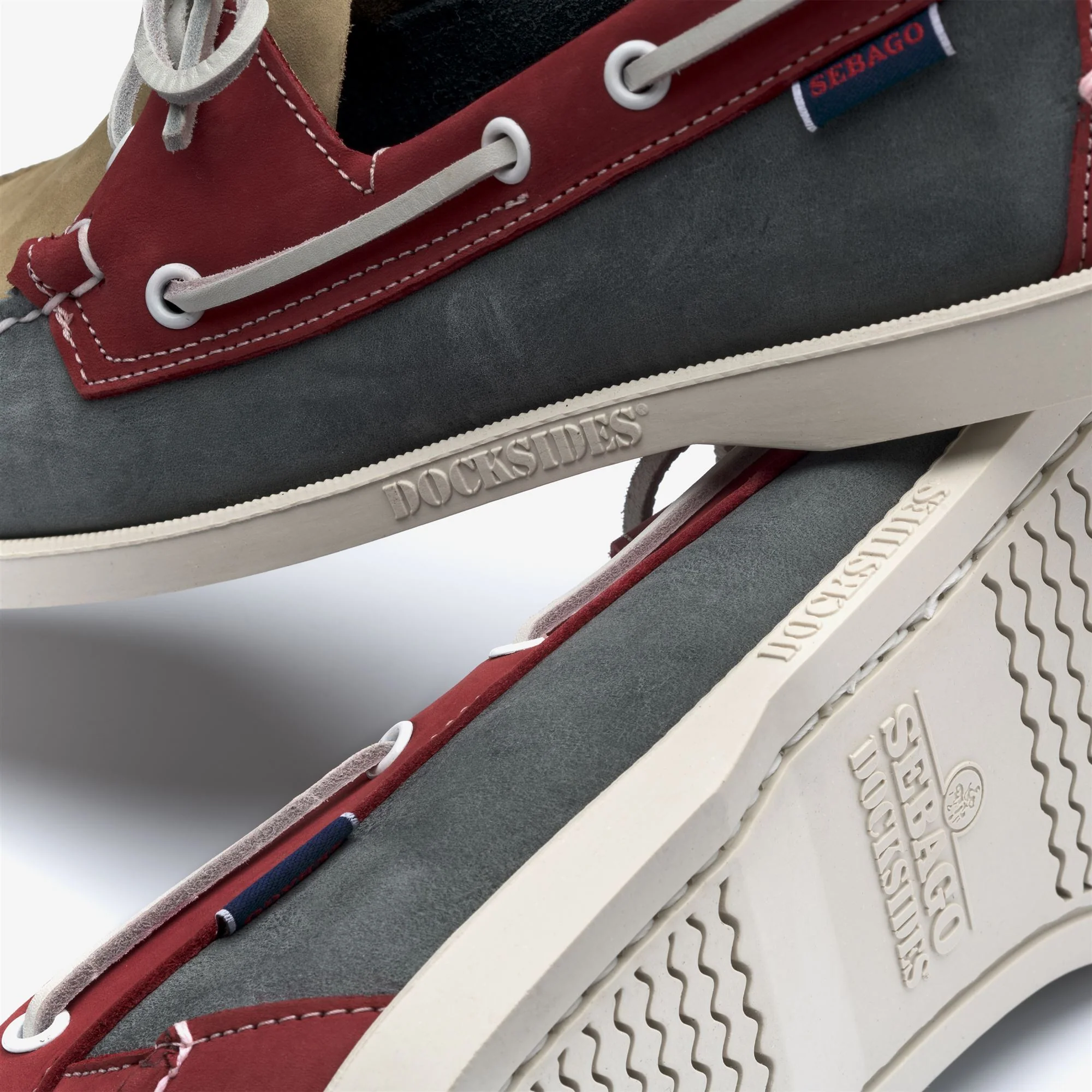 PORTLAND SPINNAKER NUBUCK - Docksides - Mocassin - Man - LT GREY-SMOKE-RED - Image 4