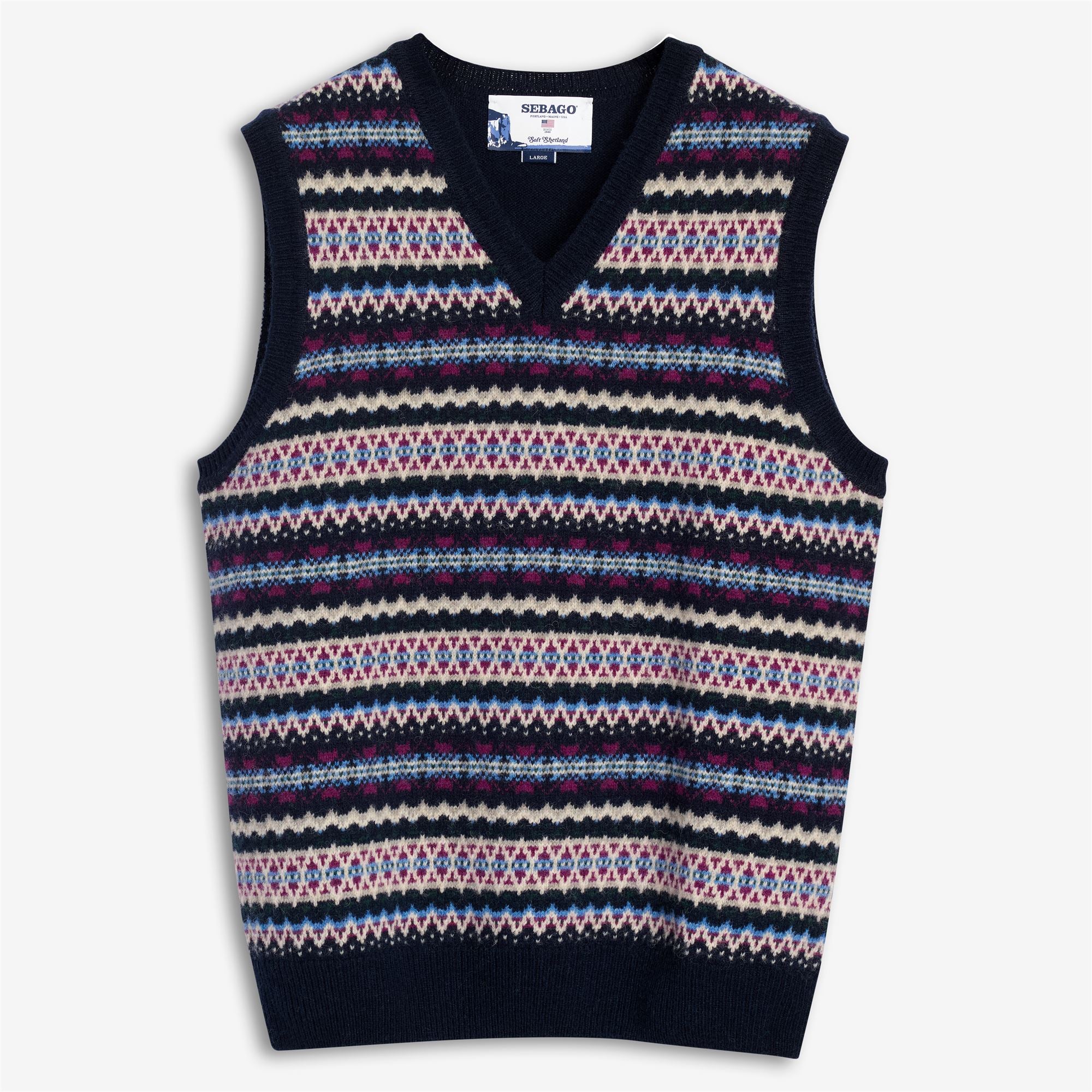 STOW - KNITWEAR - Vest - Unisex - NAVY FANCY JACQUARD