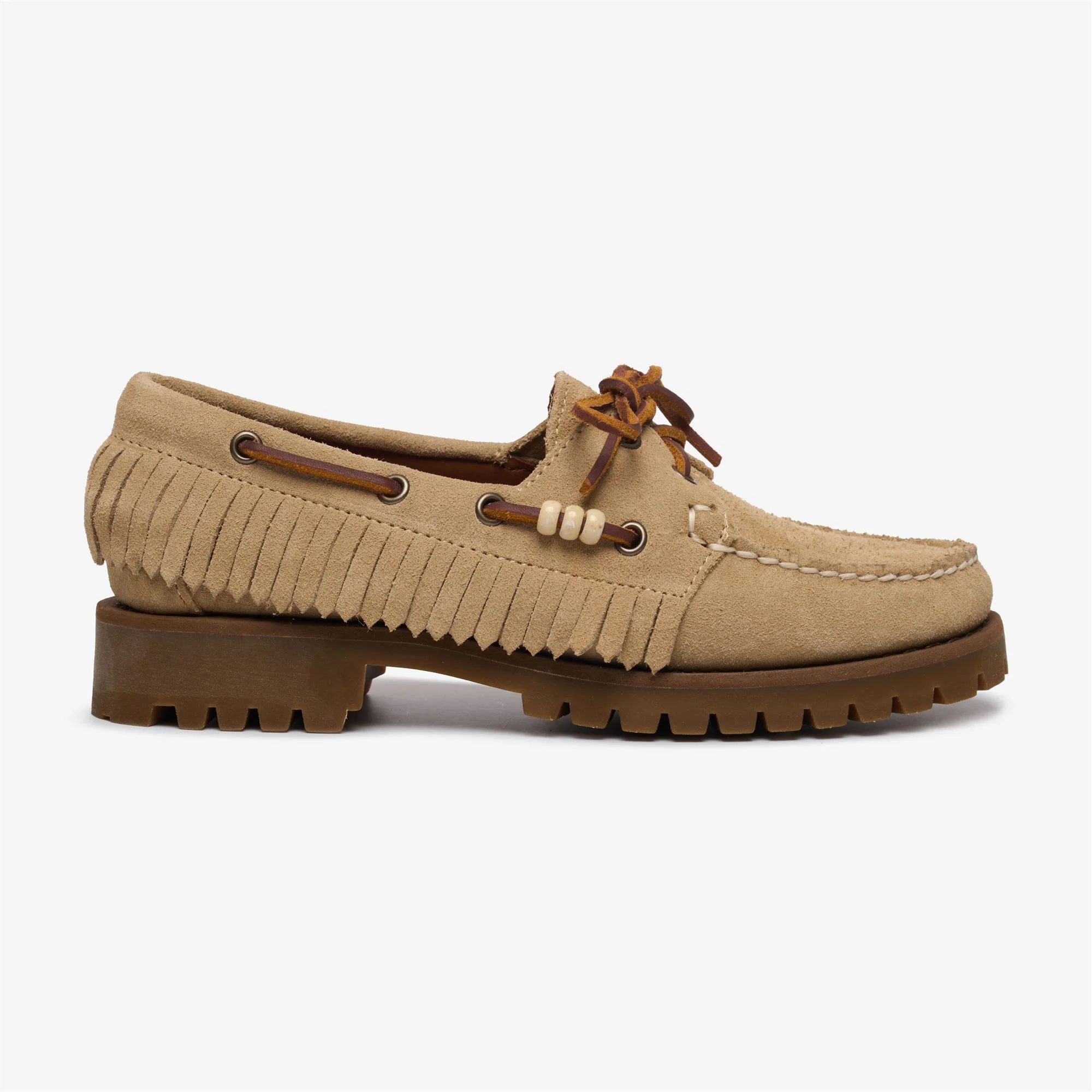 RANGER SUEDE FRINGE WOMAN - Docksides - Moccasin - Woman - BEIGE CAMEL