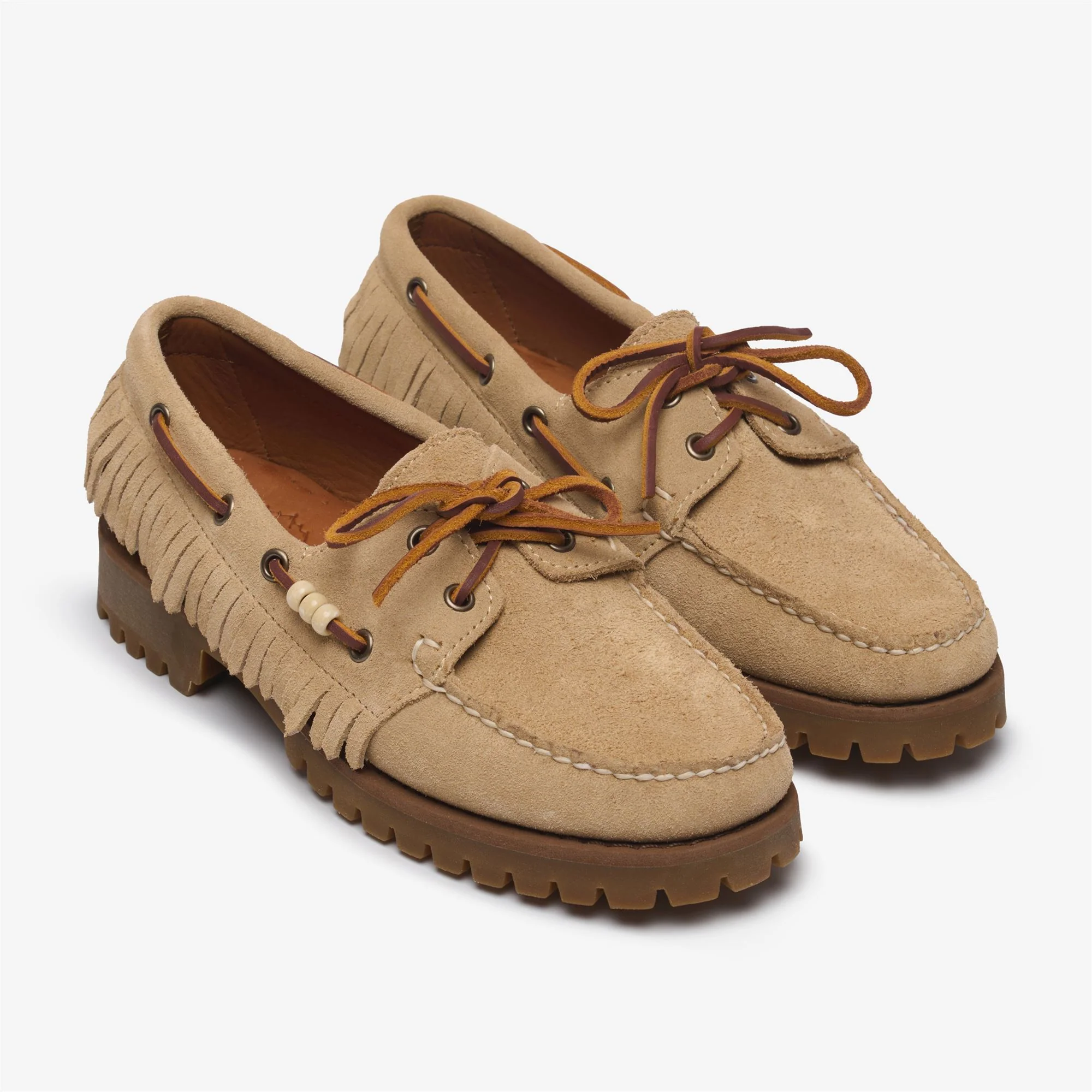 RANGER SUEDE FRINGE WOMAN - Docksides - Moccasin - Woman - BEIGE CAMEL - Image 2