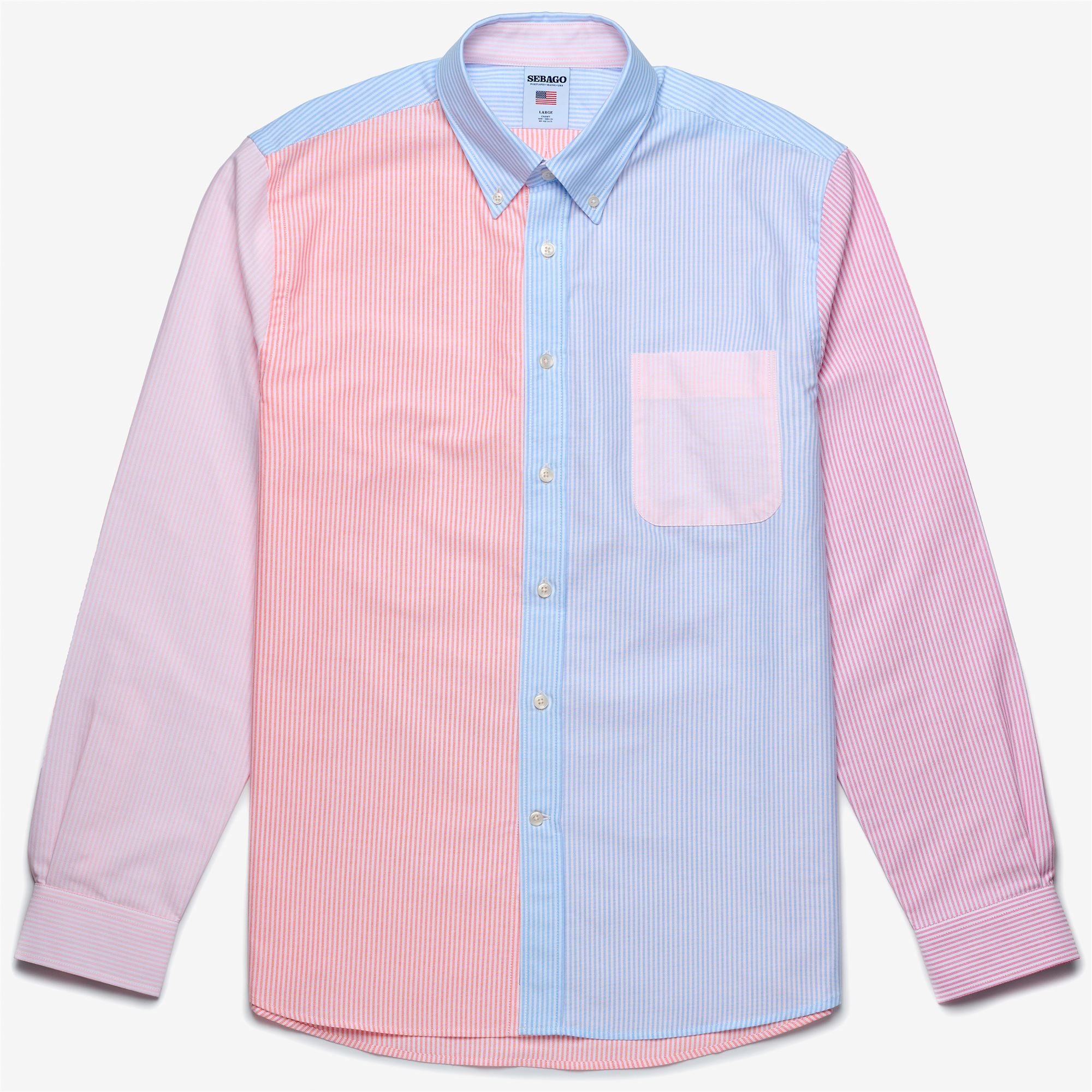 DOUBLING COLOR BLOCK - SHIRTS - Button Down - Man - AZURE-ORANGE-PINK-FUCSIA-WHITE