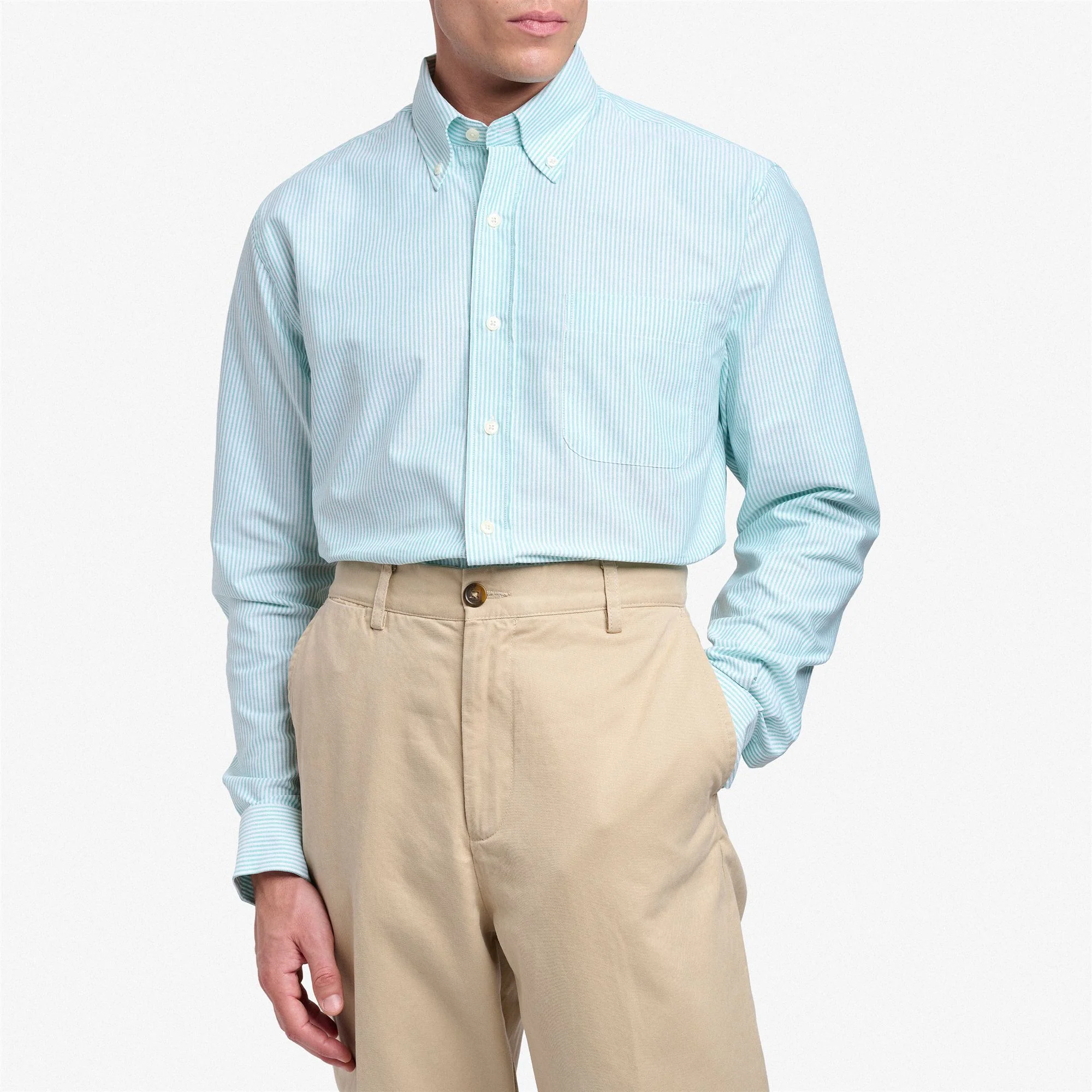 DOUBLING - SHIRTS - Oxford - Man - GREEN ARCTIC-WHITE - Image 3