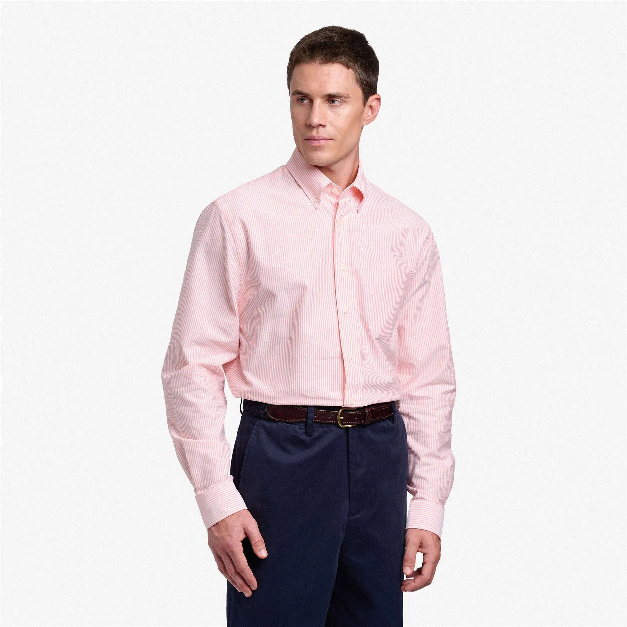 DOUBLING - SHIRTS - Oxford - Man - ORANGE LT-WHITE - Image 3