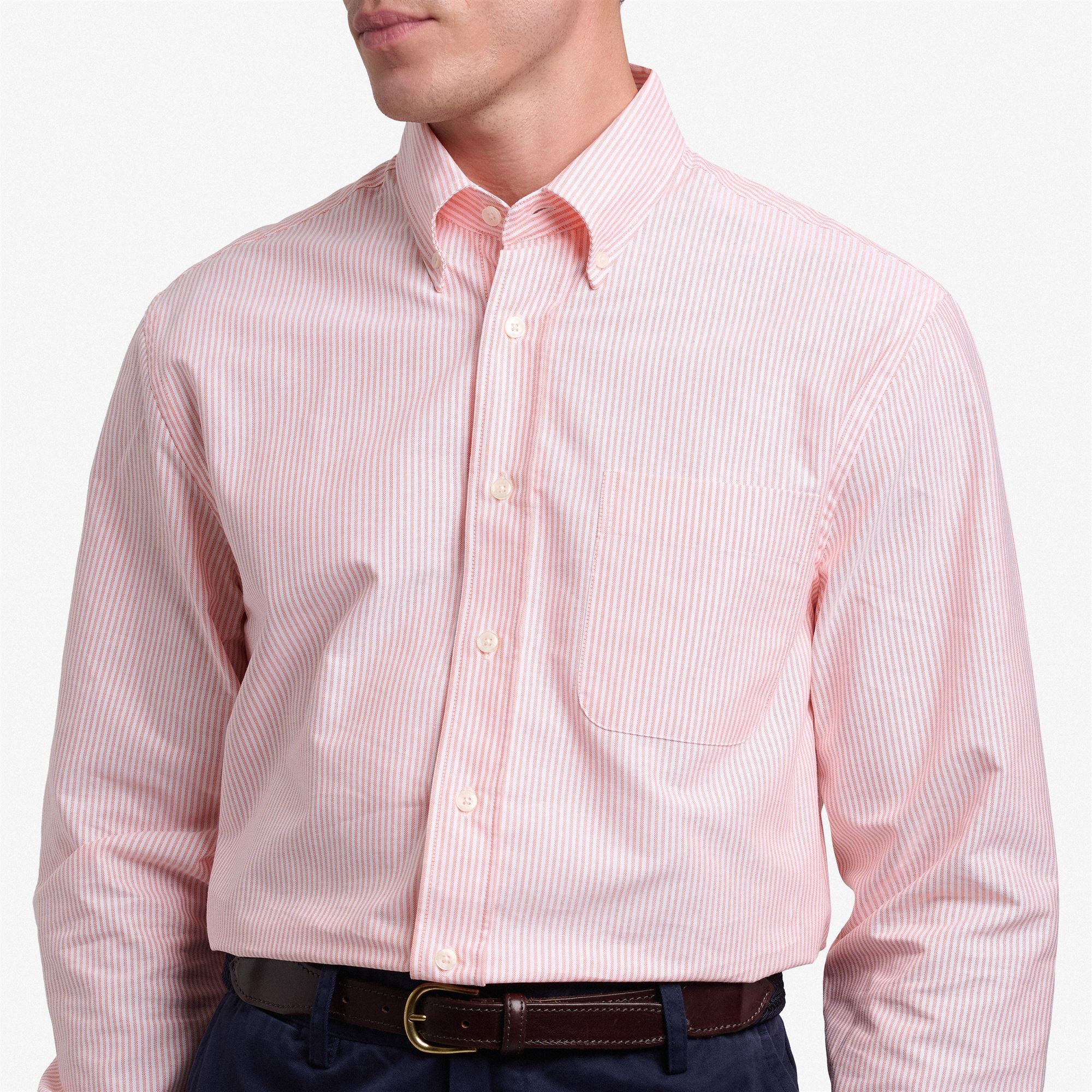 DOUBLING - SHIRTS - Oxford - Man - ORANGE LT-WHITE - Image 4